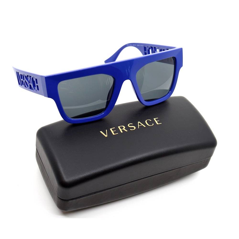 VERSACE VE4430U 529487 BLUE DARK GREY LENS AUTHENTIC SUNGLASSES - Picture 13 of 14